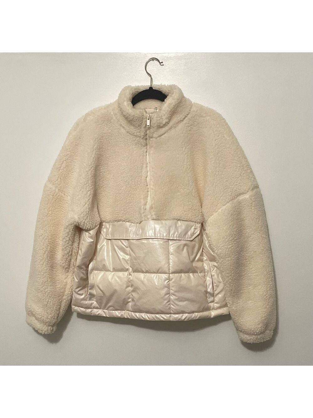 Fabletics Sherpa Half Zip Puffer Sweater Jacket